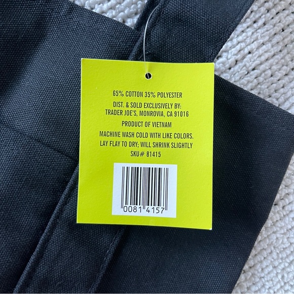 Trader Joe's Black Mini Canvas Tote Bag - Picture 3 of 5